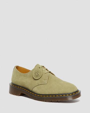 Green Women's Dr Martens 1461 Made in England Nubuck Leather Oxfords Shoes | CA 357ZUT